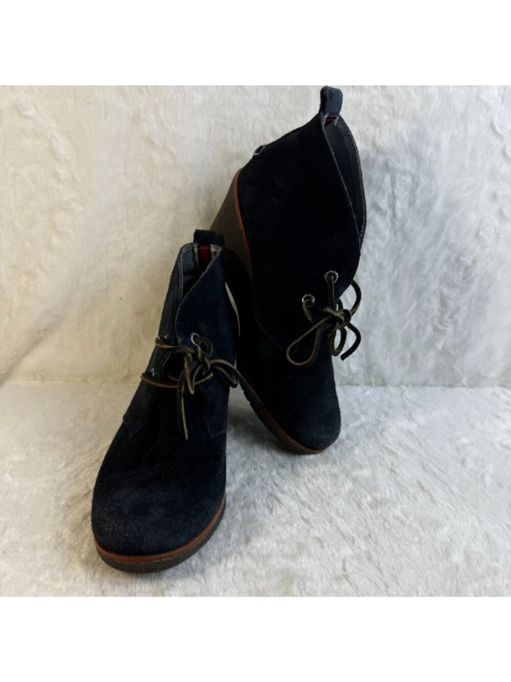 Sperry Top Sider Boots Womens 7 M Harlow Wedge Booties Black Leather 9103037 - Picture 3 of 9